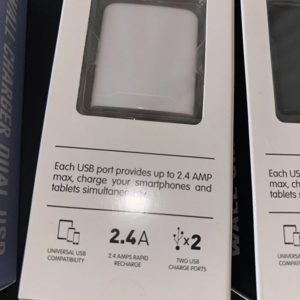 (3)Dual USB 2-Port 3.1 Amp Wall Charger Brand New Sealed - Blue White Black 3763
